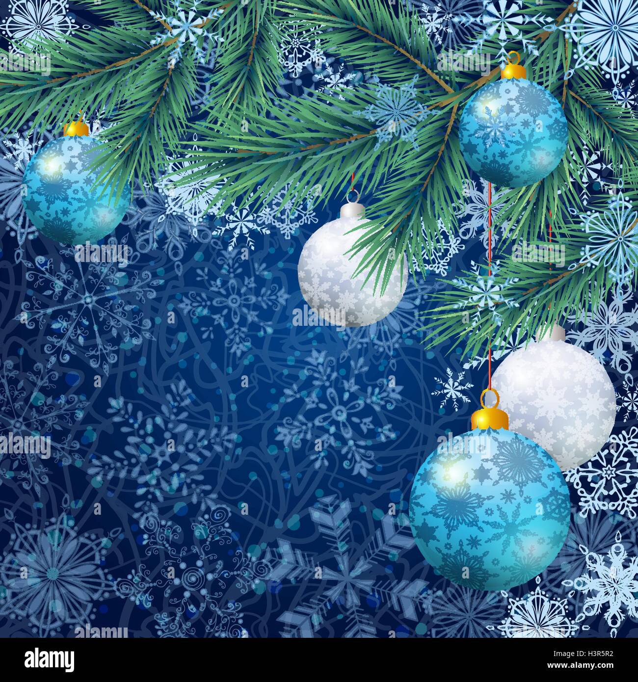 Christmas Background with Fir and Balls Stock Vector Image & Art - Alamy