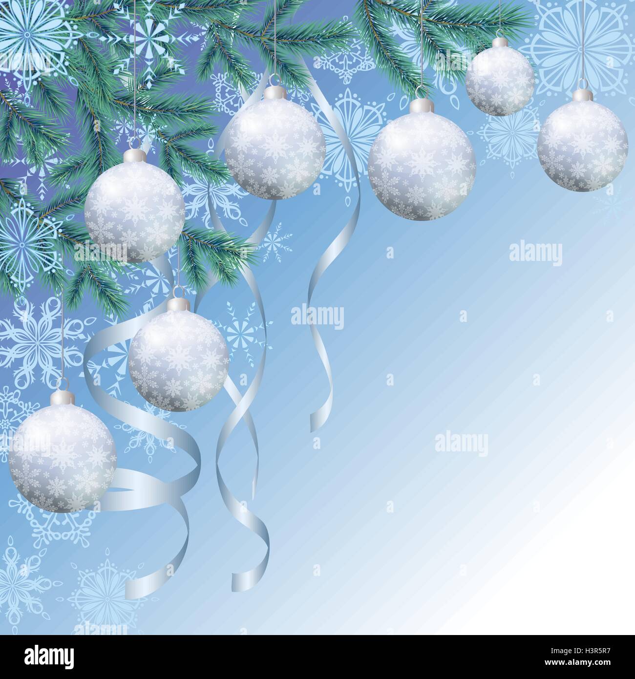 Christmas Background with Fir and Balls Stock Vector Image & Art - Alamy
