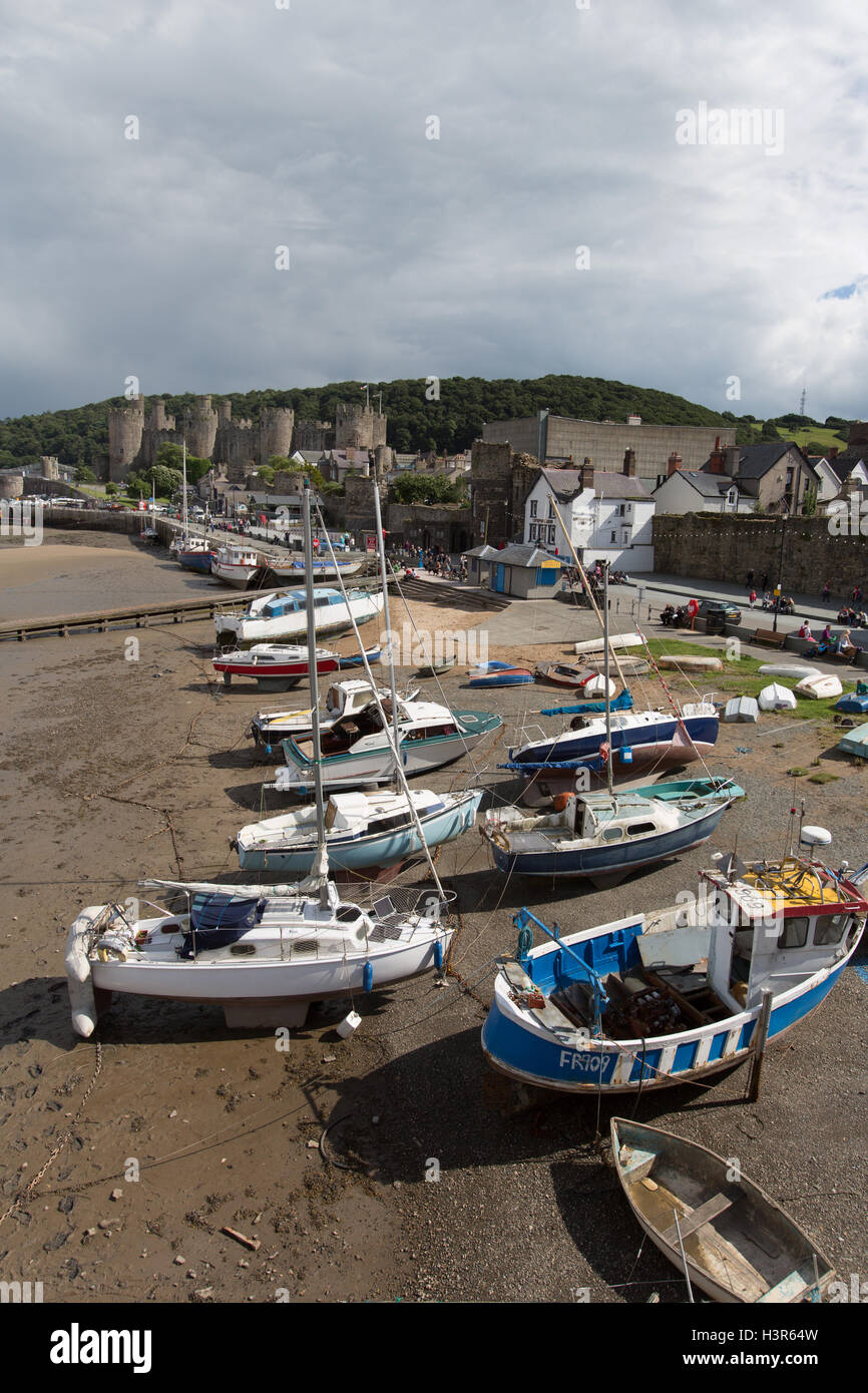 Town of Conwy, Wales. Picturesque view of Conwy waterfront at Lower