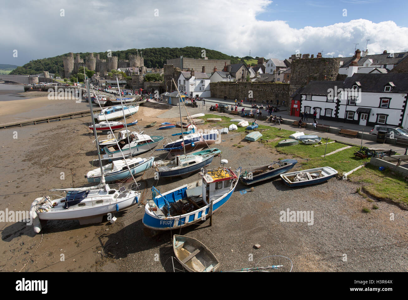 Town of Conwy, Wales. Picturesque view of Conwy waterfront at Lower