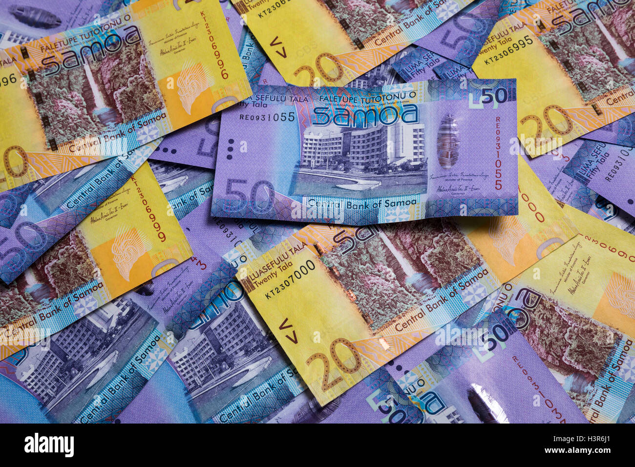 Lots of Samoa Tala bank notes Stock Photo
