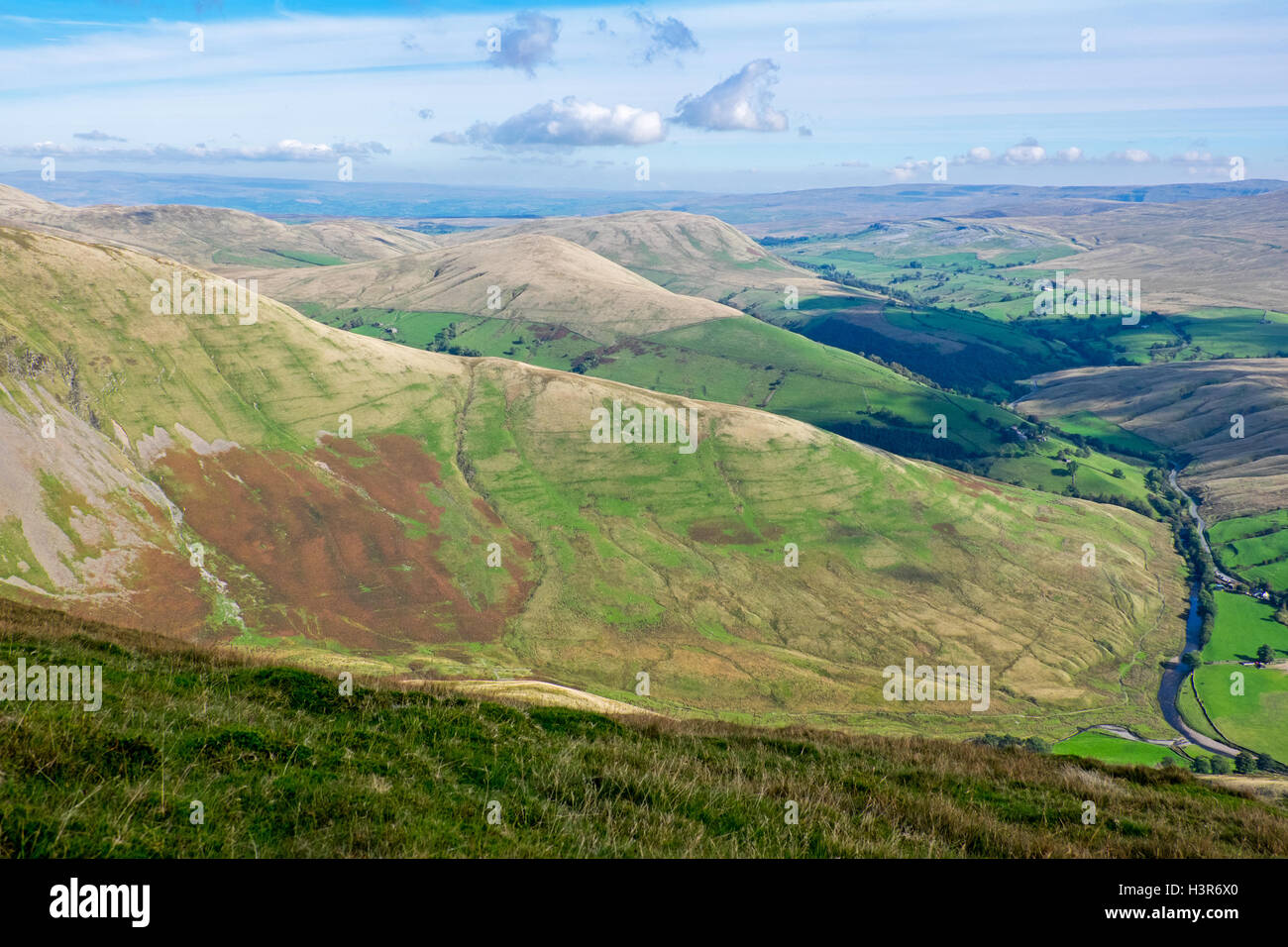 The eastern edge of the Howgill fells looking towards Fell End from Great Dummocks Stock Photo