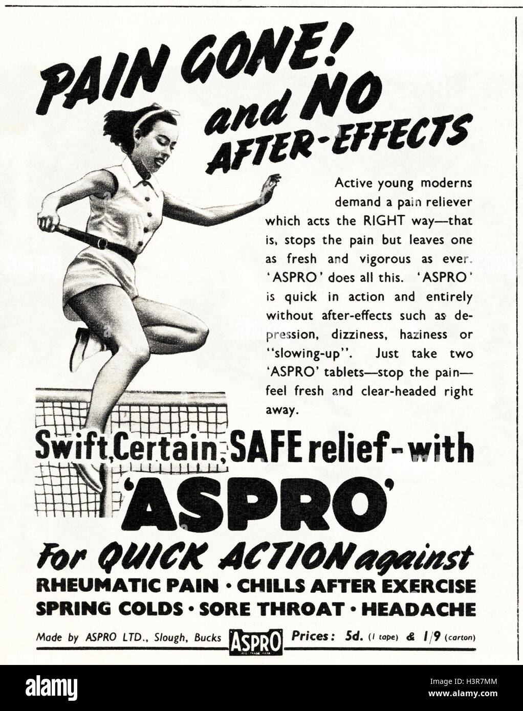 1950s advertising advert from original old vintage magazine dated 1952 advertisement for Aspro