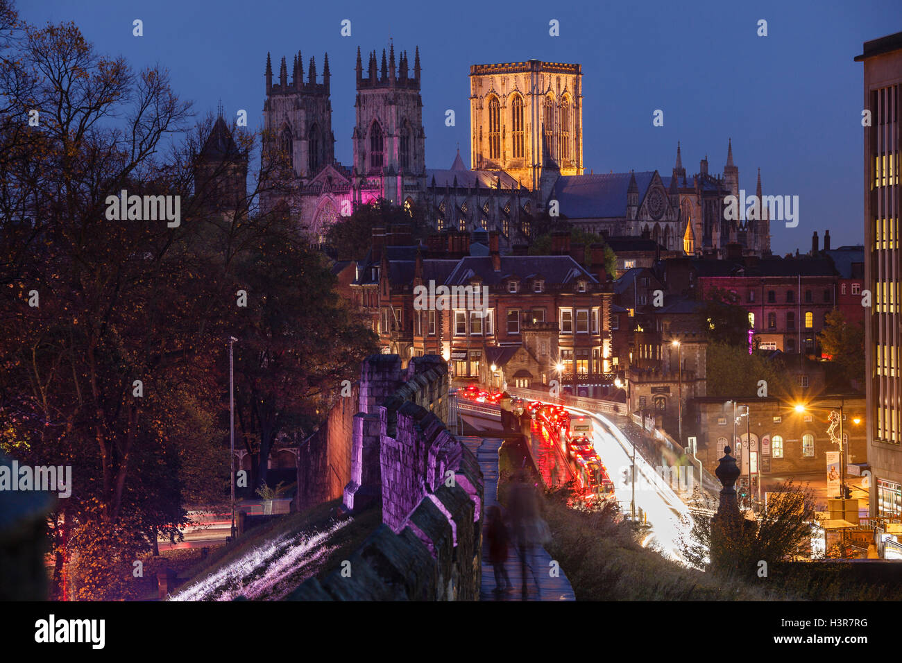York Minster from the City Walls at night Stock Photo
