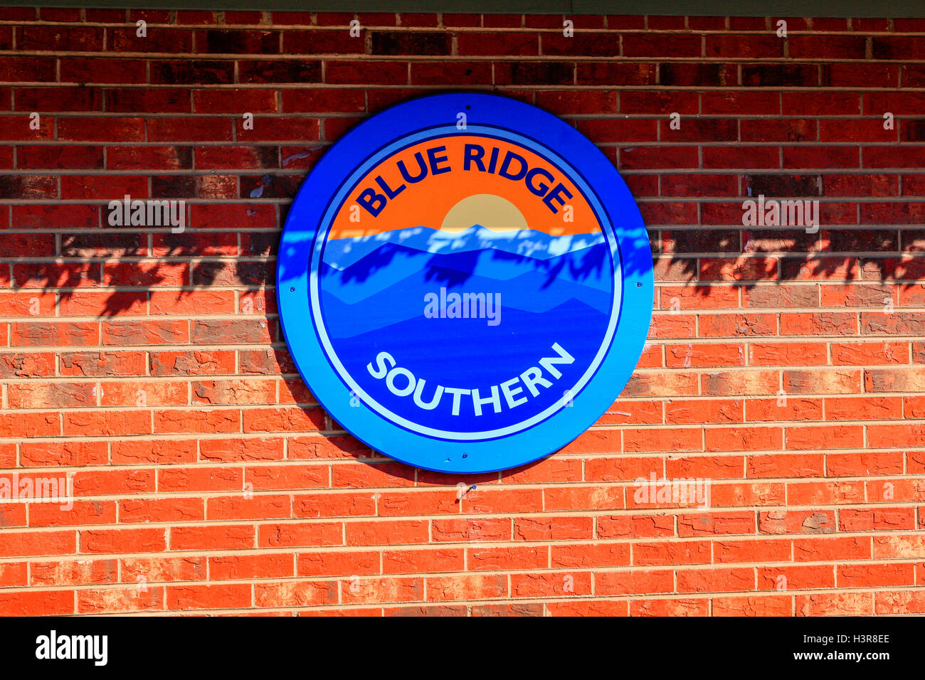 Blue Ridge Southern Railroad wall sign in Canton, North Carolina. Stock Photo