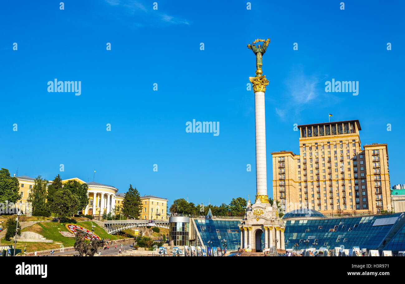 Maidan Nezalezhnosti (Independence Square) in Kyiv, Ukraine Stock Photo