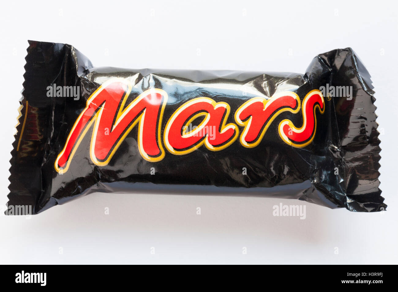 Fun size Mars bar chocolate isolated on white background Stock