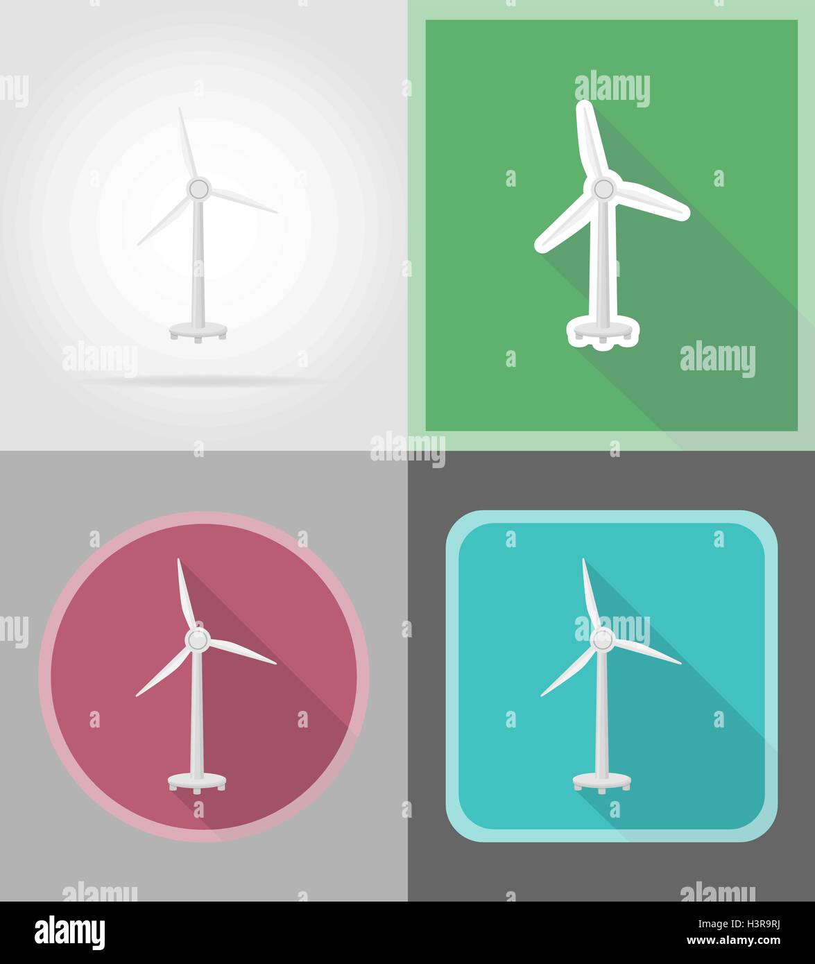 wind turbine flat icons vector illustration isolated on background ...