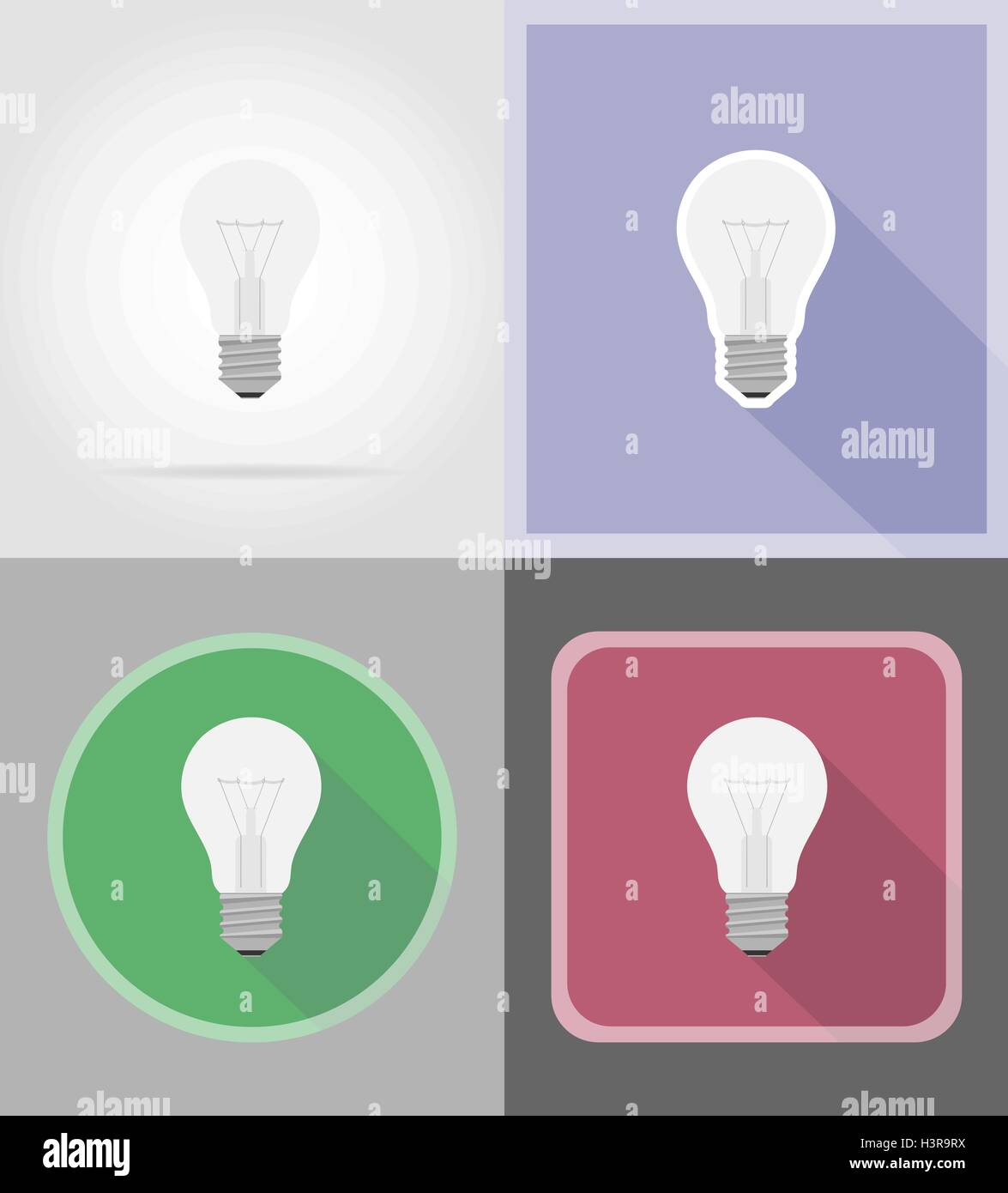 light bulb flat icons vector illustration isolated on background Stock ...