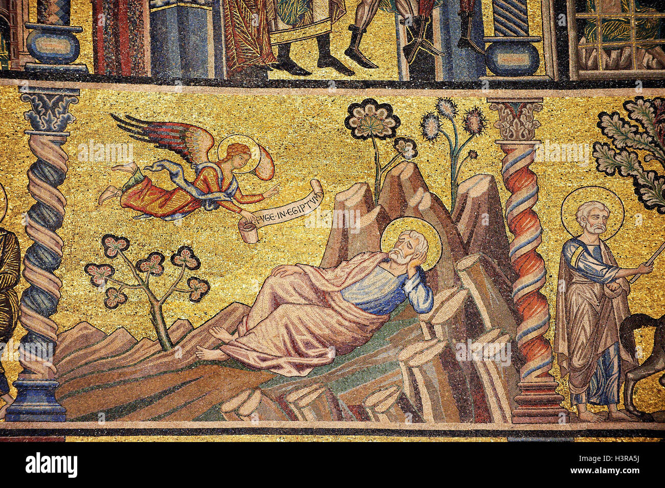 The Medieval mosaics of The Baptistry of Florence showing an angel and