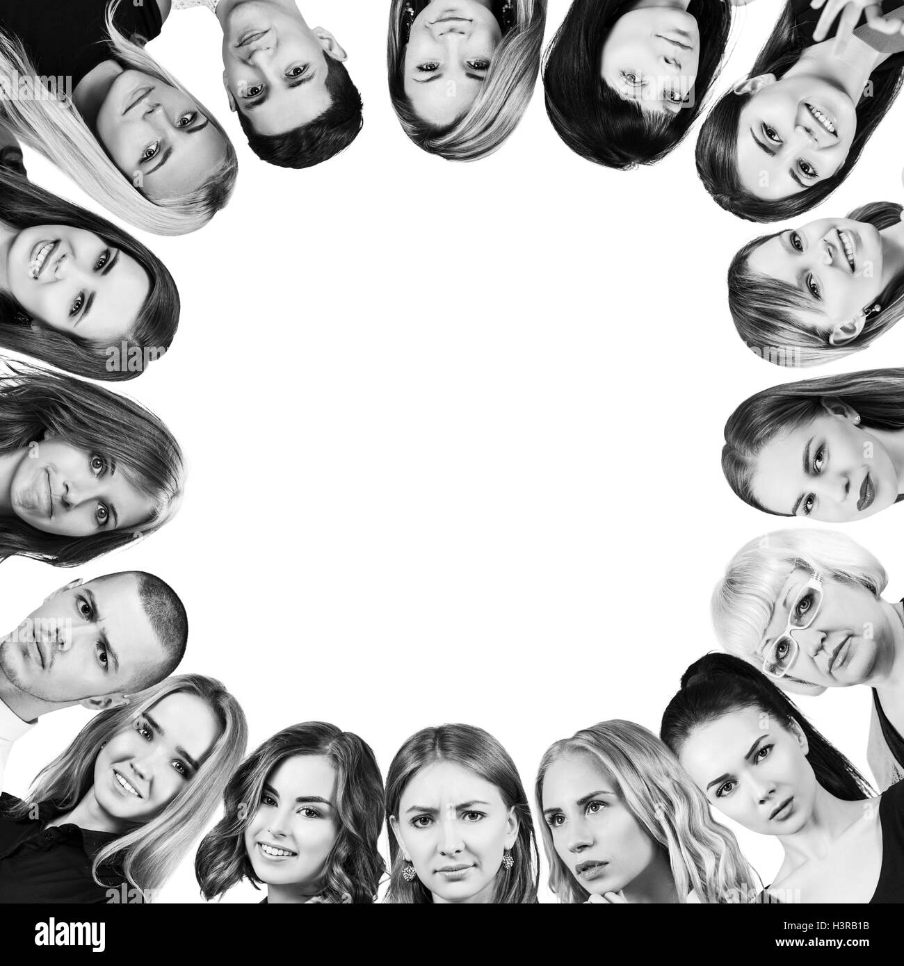 Group of different people form a frame Stock Photo