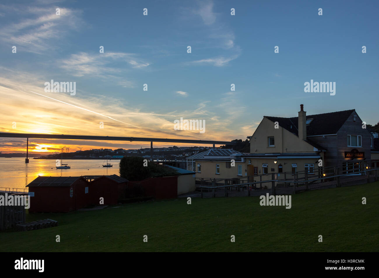 The Jolly Sailor pub in Burton. Milford Haven, Pembrokeshire, UK at