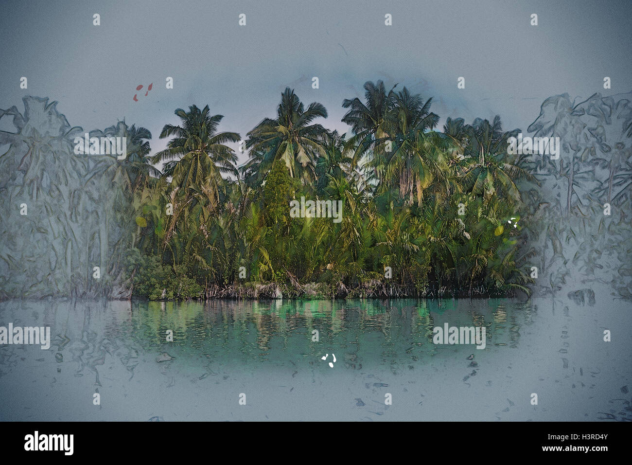 Palm trees on sea shore at beautiful sunny day Stock Photo - Alamy