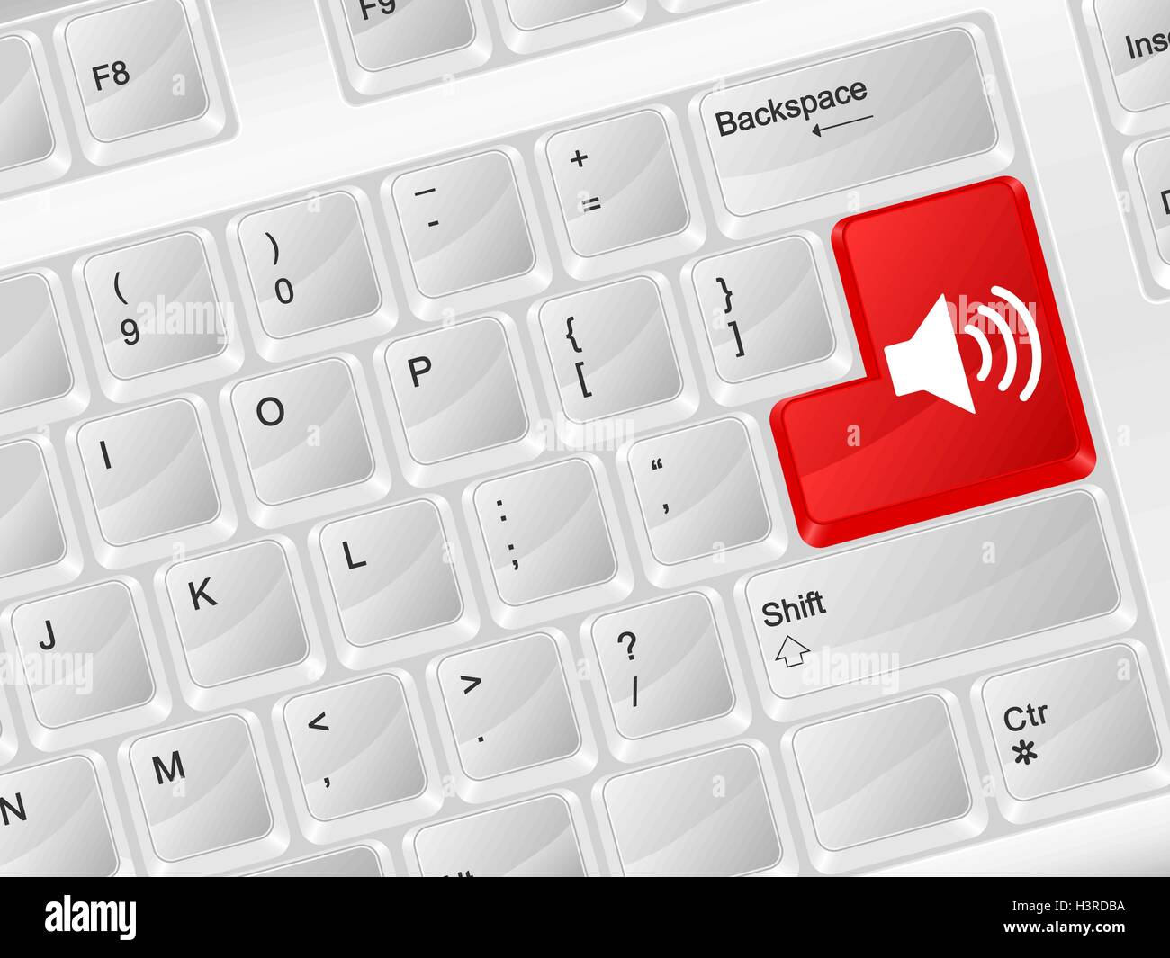 White computer keyboard sound symbol. Vector illustration Stock Vector