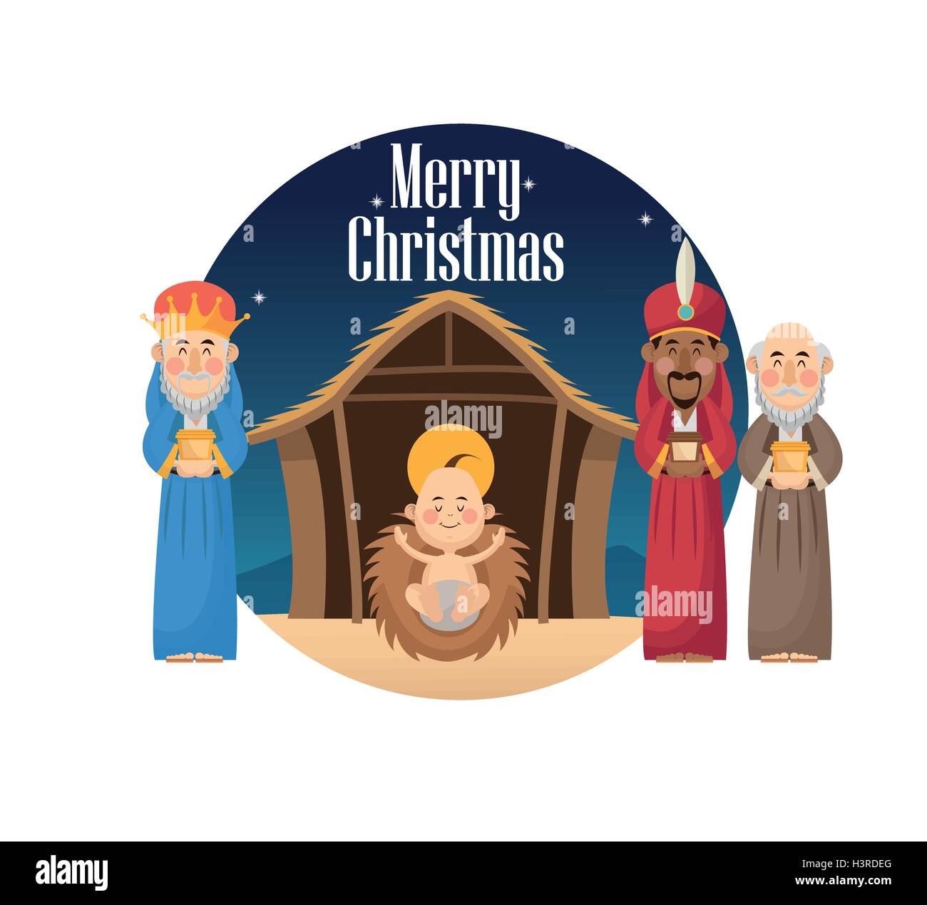 Three wise men with gift and baby jesus design Stock Vector Image & Art ...
