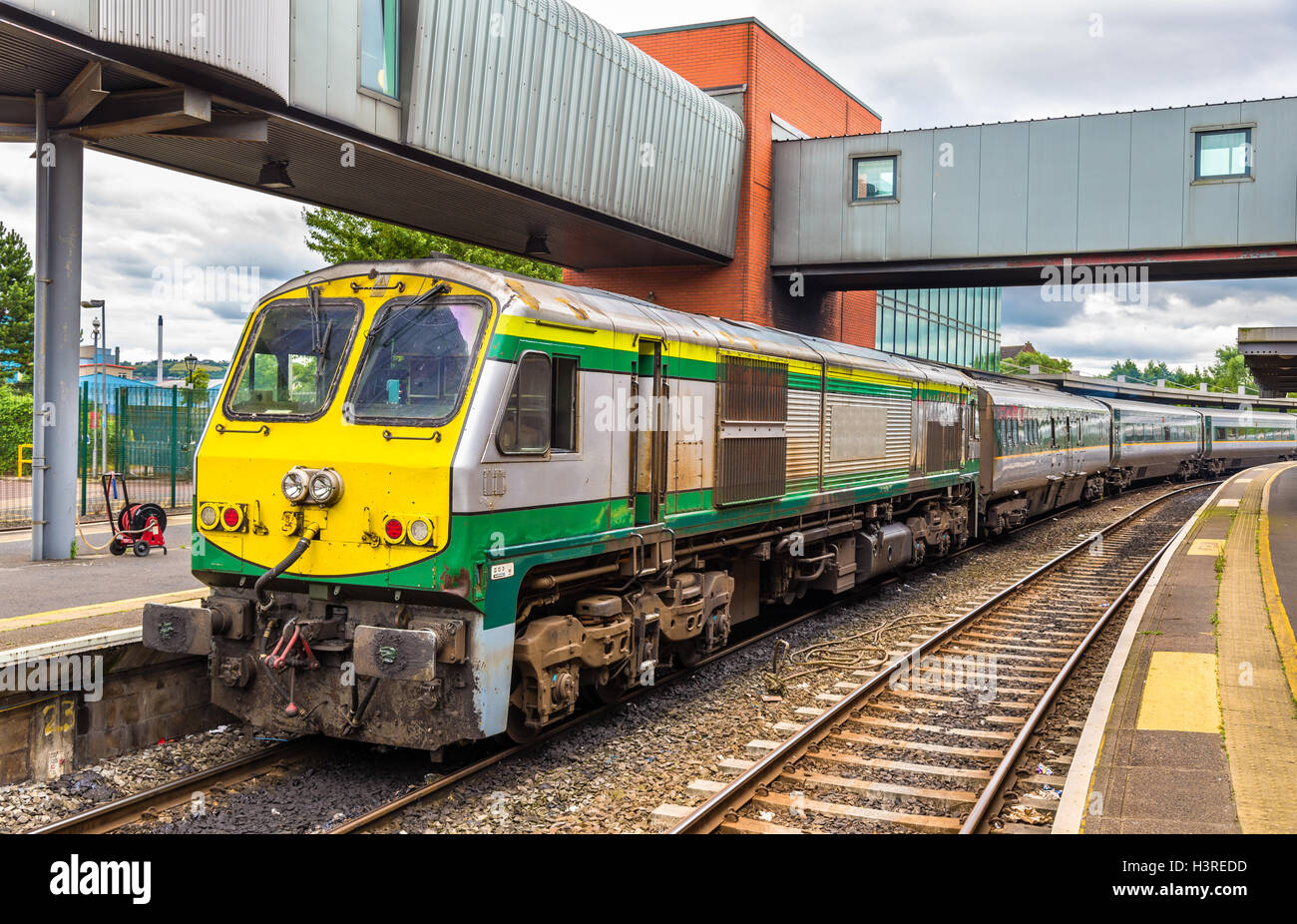 Intercity train at Belfast Central railway station - Northern Ireland Stock Photo