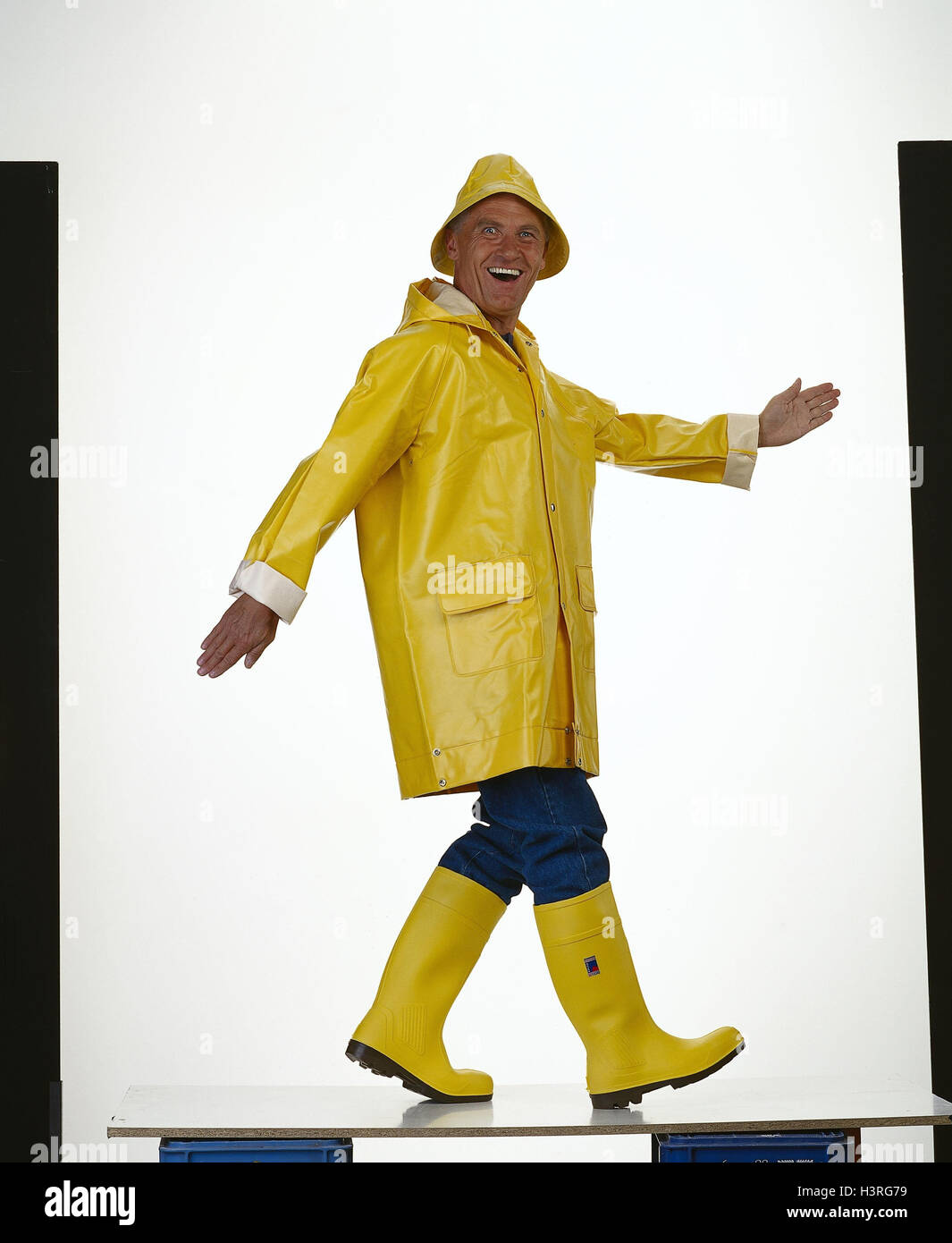 Senior, rainwear, studio mb 260 A4 Stock Photo