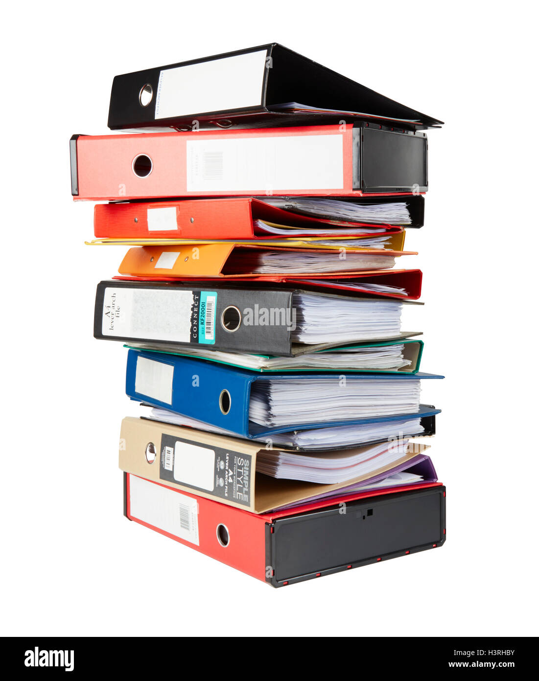 A4 folders and box files stacked up Stock Photo