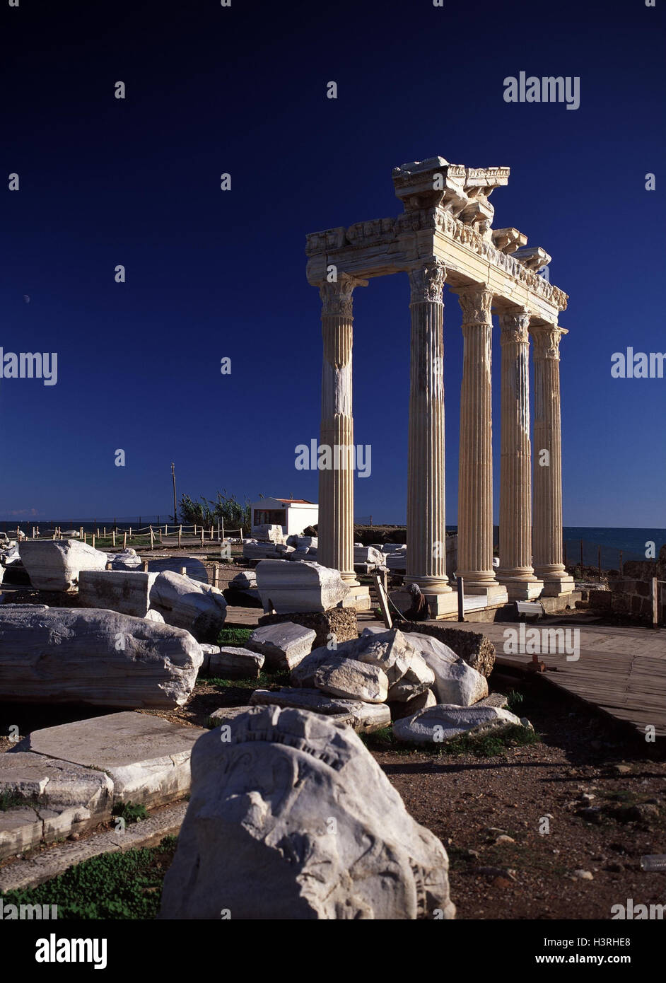 Turkey, Side, Apollo temple, place of interest, Apollotempel, Apollo, temple, temple ruin, ruin, art, culture, outside, places interest Stock Photo