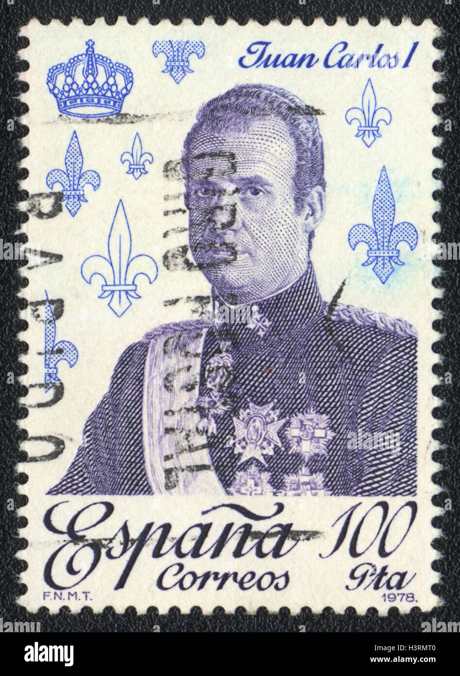 A  postage stamp printed in Spain, shows Spanish King Juan Carlos I, circa 1978 Stock Photo