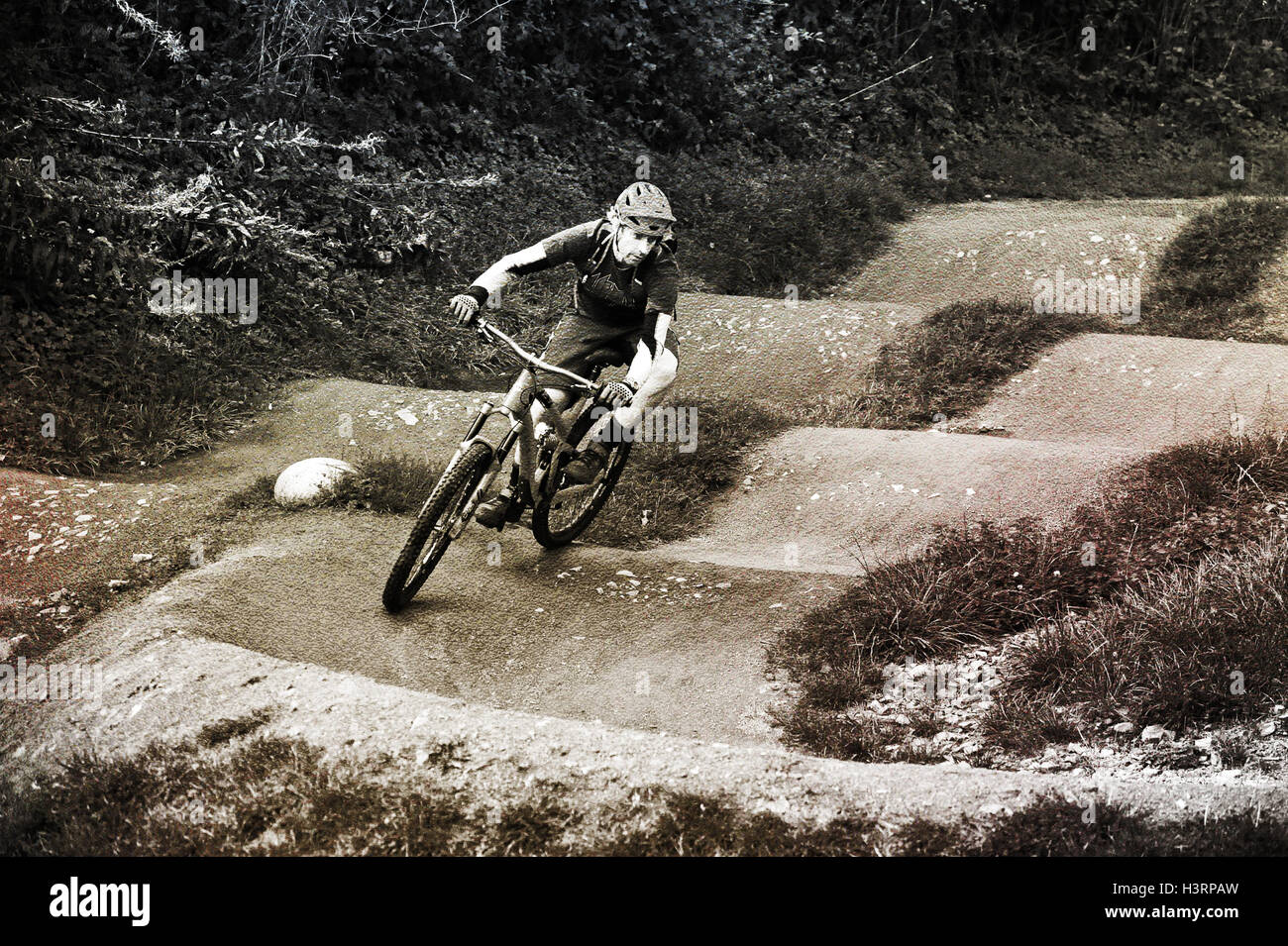 Pump Track, Castlewellan Forest Trail, Northern Ireland. Editorial use only. Stock Photo