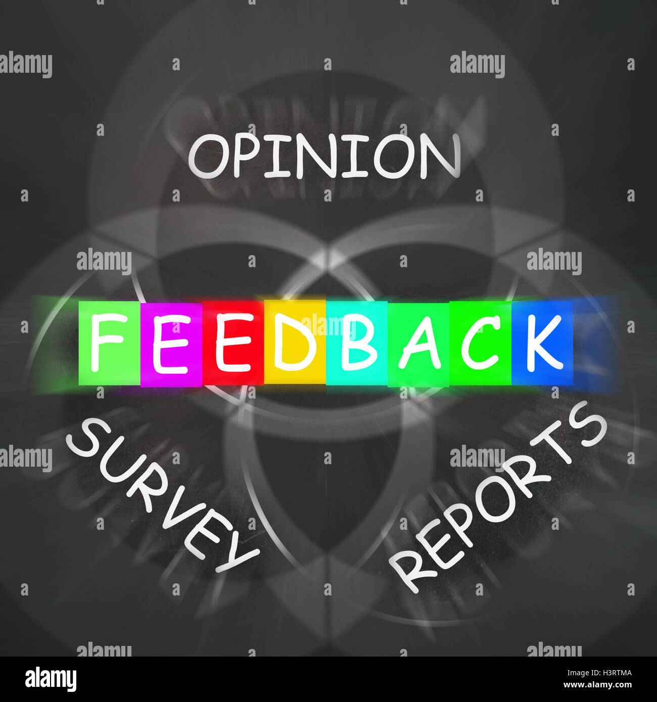 Feedback Displays Reports and Surveys of Opinions Stock Photo