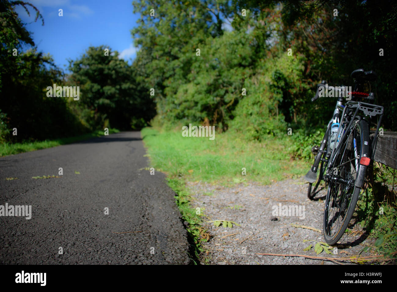 Road bike on cycle path in rural Britain, near Bath Stock Photo
