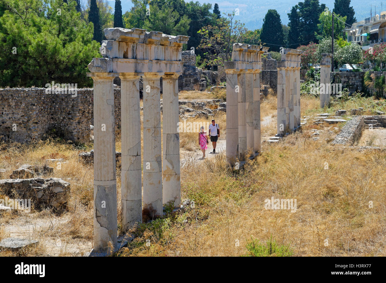 Roman Gymnasium remains at Kos, Kos Island, Dodecanese Group, Aegean Sea, Greece Stock Photo