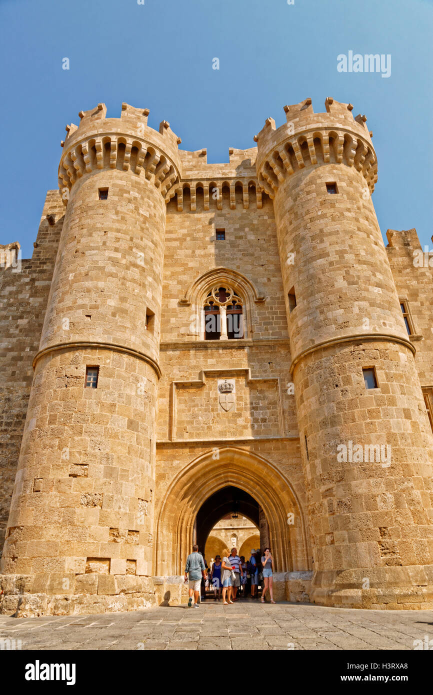 Entrance to the Palace of the Grand Master of Rhodes, Rhodes Island, Dodecanese Islands, Greece. Stock Photo