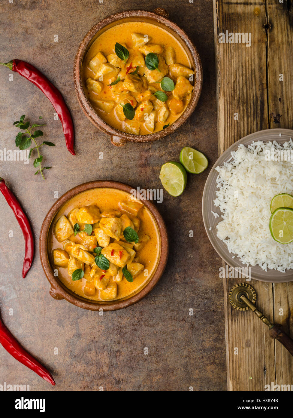 Chicken curry with basmati rice Stock Photo