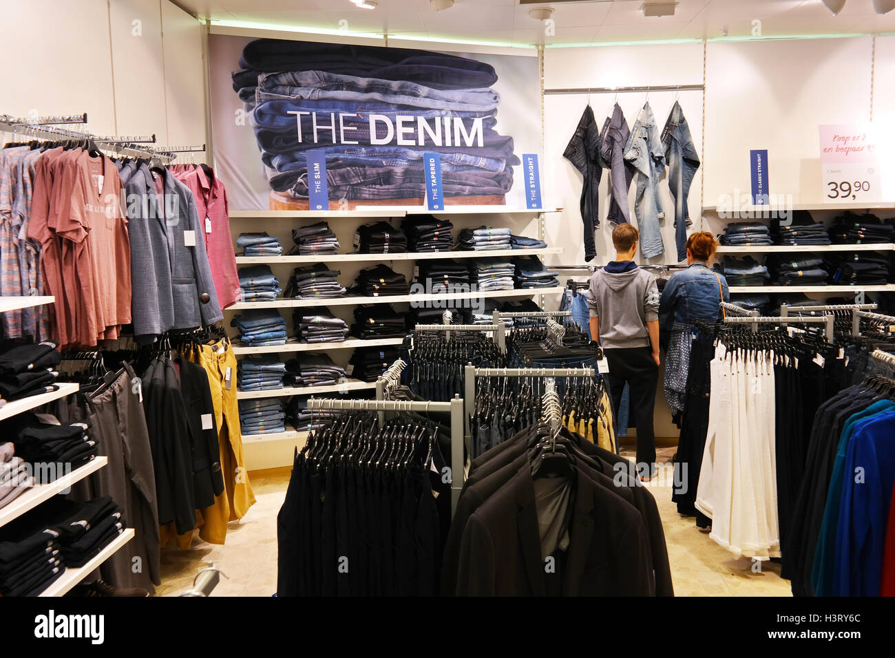 Jeans department of a C&A fashion store Stock Photo - Alamy