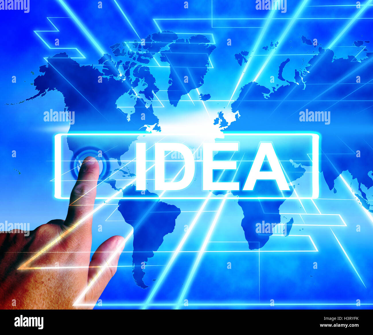 Idea Map Displays Worldwide Concepts Thoughts or Ideas Stock Photo