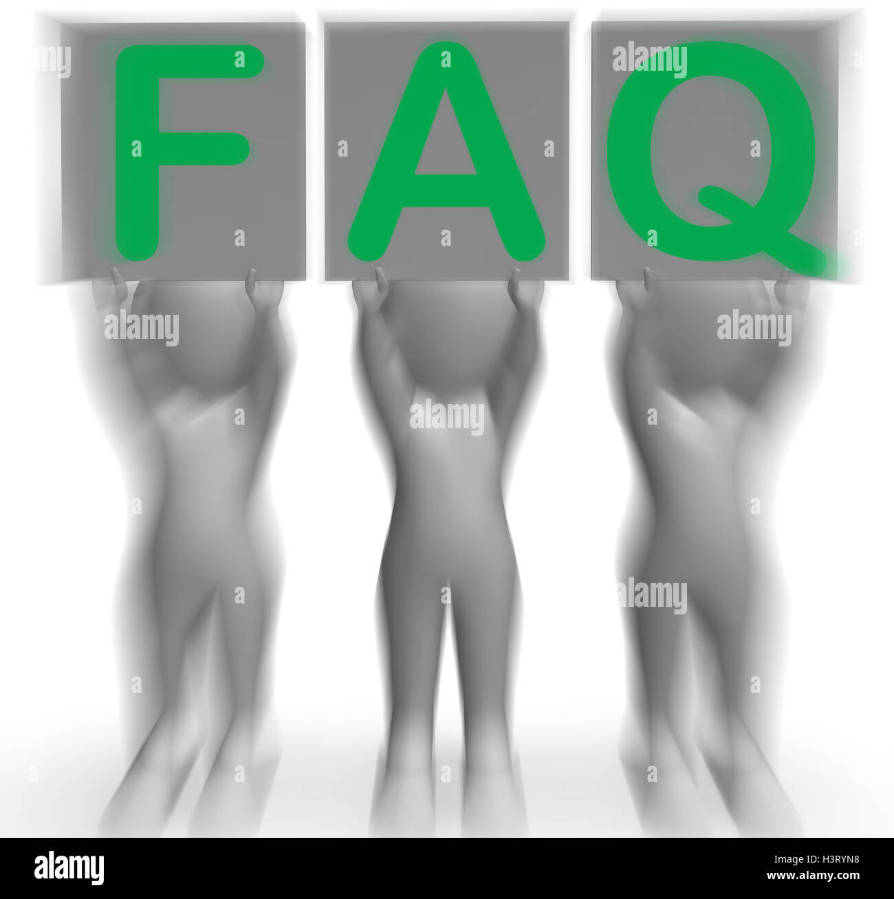 FAQ Placards Shows Frequent Assistance And Support Stock Photo