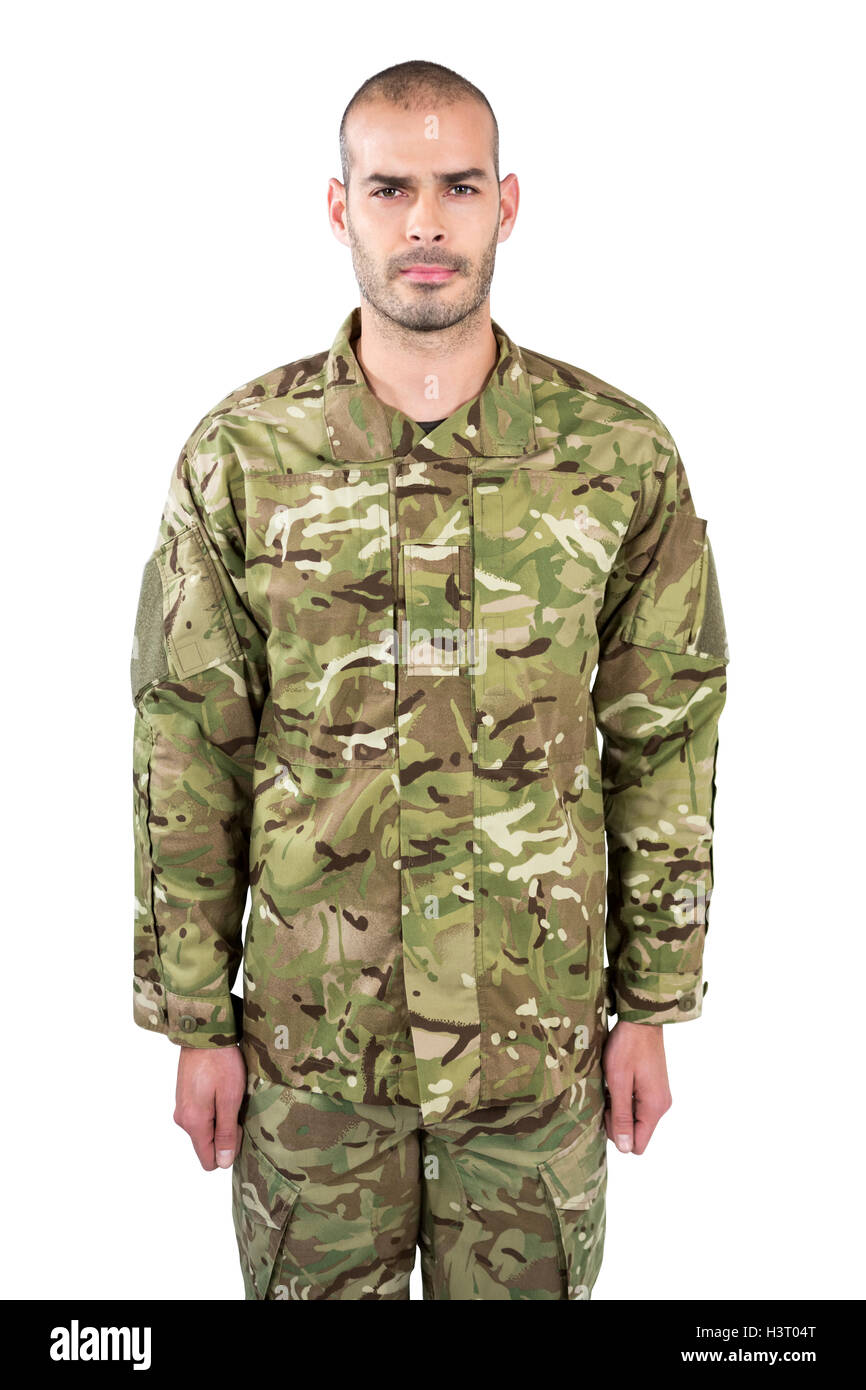 Portrait of confident soldier standing Stock Photo - Alamy