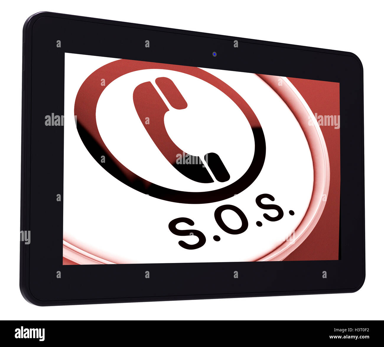 SOS Tablet Shows Call For Urgent Help Stock Photo