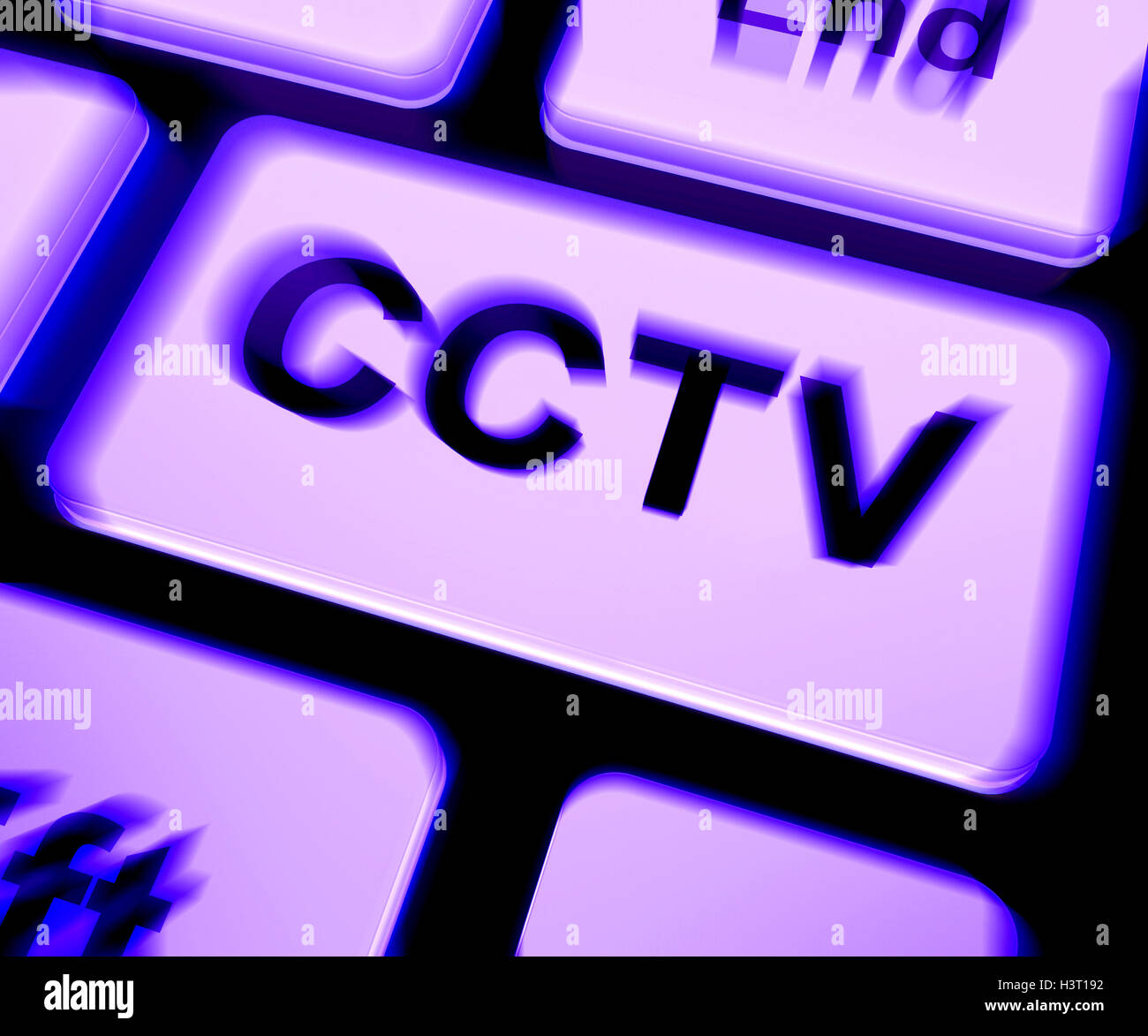 CCTV Keyboard Shows Camera Monitoring Or Online Surveillance Stock Photo