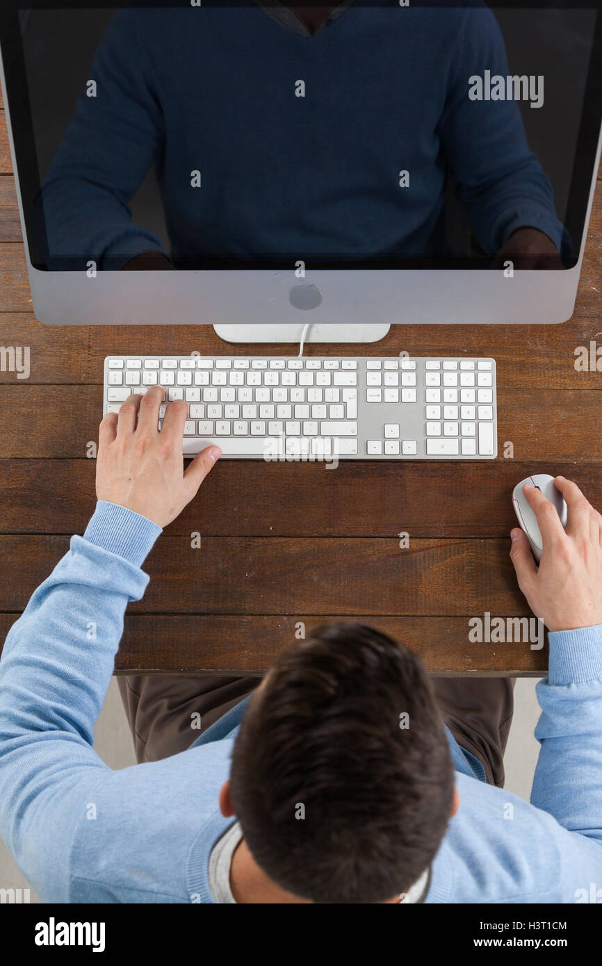 Man using computer Stock Photo - Alamy