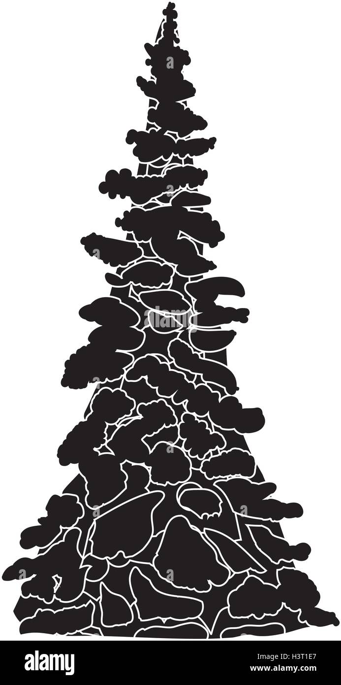 black and White Christmas tree silhouette Stock Vector Image & Art - Alamy