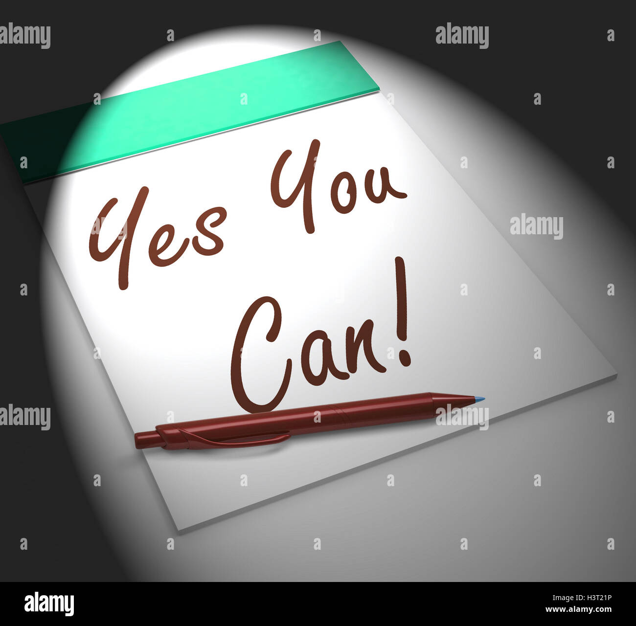 Yes You Can! Notebook Displays Positive Incentive And Persistenc Stock Photo