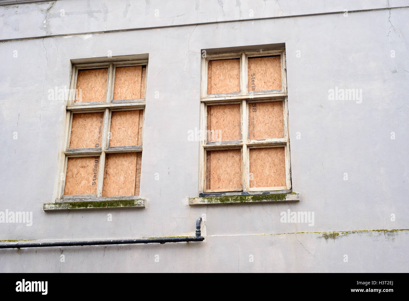 Boarded up window frames Stock Photo Alamy