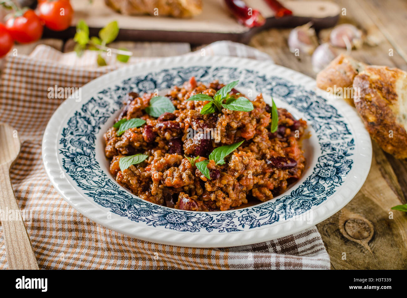 Chilli con carne, spicy and delicious food, full of protein Stock Photo Alamy