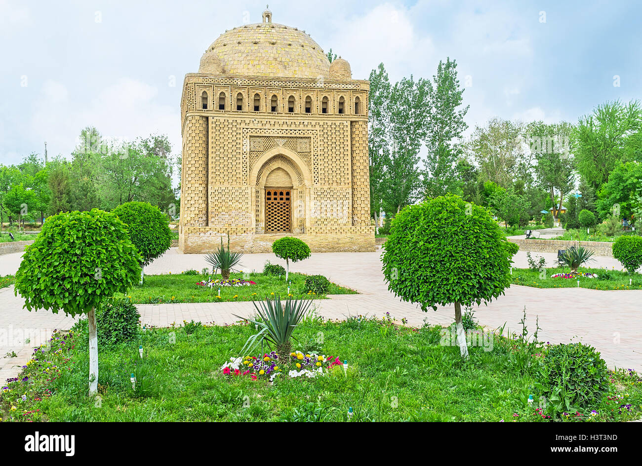 The Mausoleum of Ismail Samani surrounded by the scenic park with ...