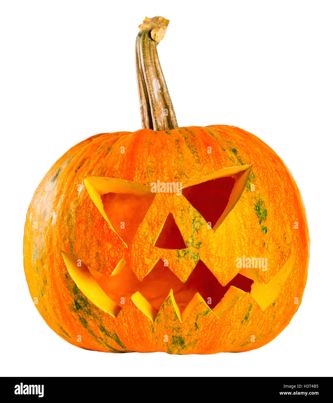 Scary head Jack O Lantern halloween pumpkin isolated on white ...