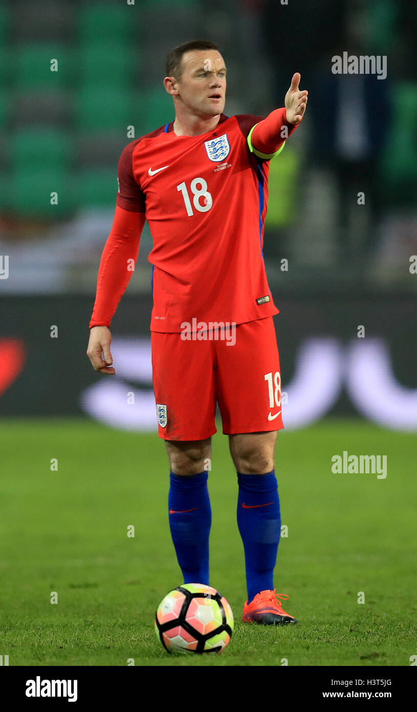 England's Wayne Rooney in action during the 2018 FIFA World Cup Qualifying match at the Stozice Stadium, Ljubljana. Stock Photo