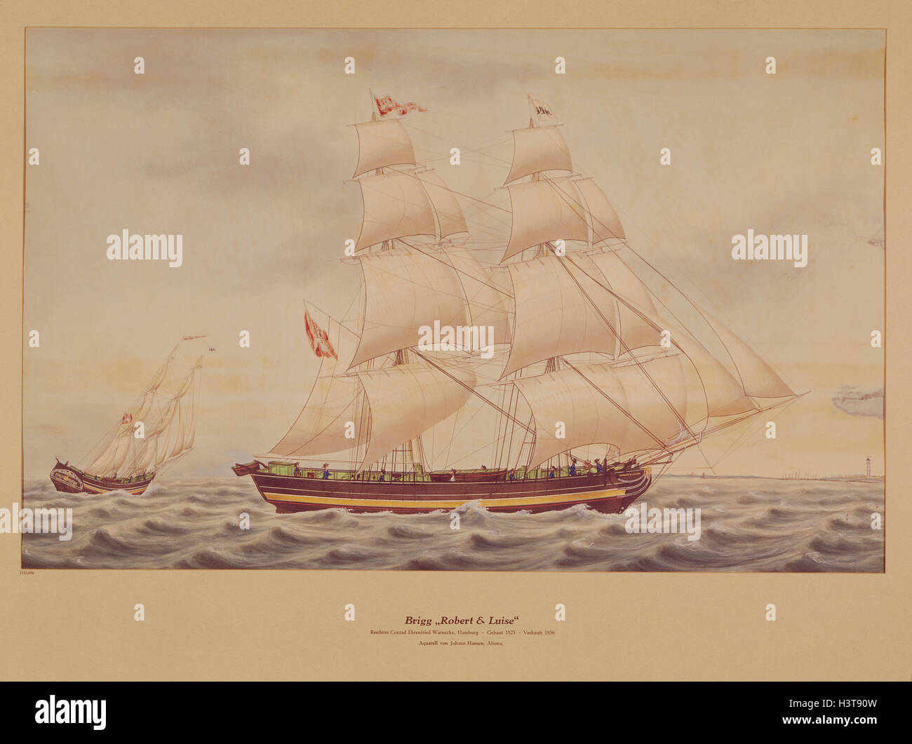Sailing ship 'brig', in the possession the museum following Hamburg story Stock Photo