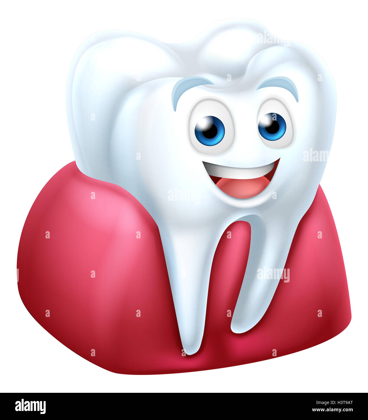 Cute tooth dentists mascot cartoon character and gum Stock Photo