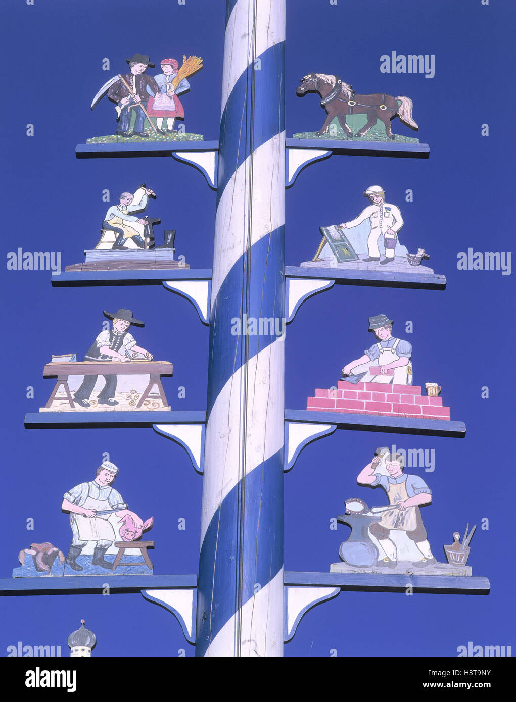 Maypole, detail, guild figure Germany, Bavaria, tradition, traditions ...