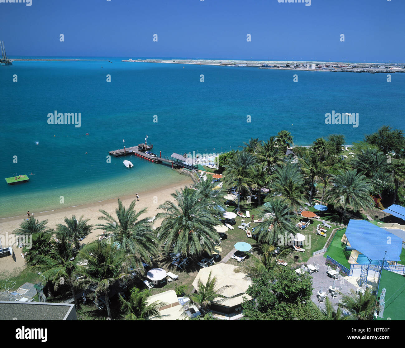 United Arab Emirates, Abu Dhabi, palm beach, sea, overview, coast, beach,  palms Stock Photo - Alamy