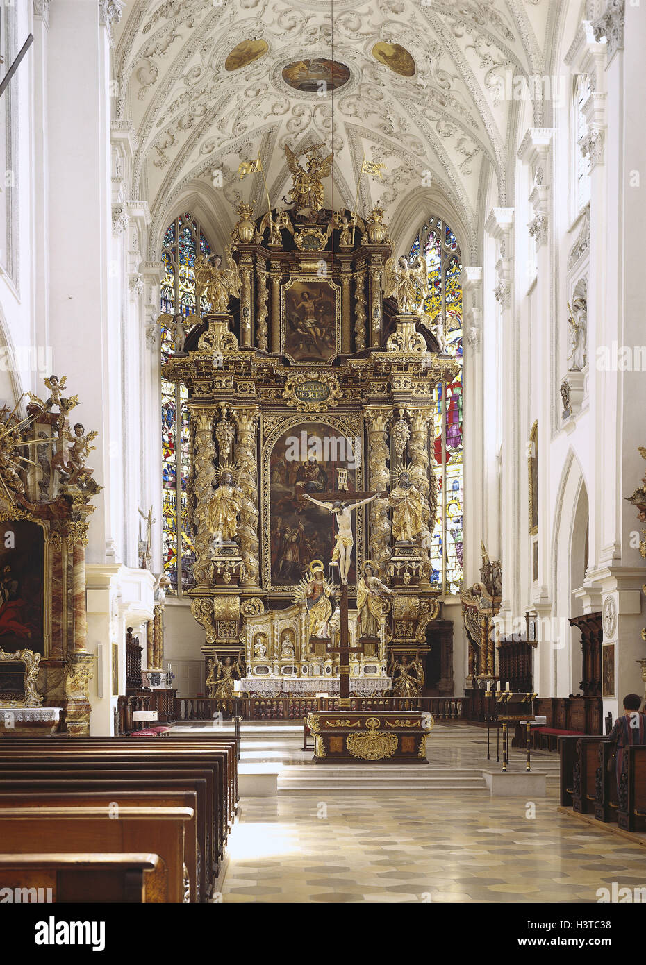 Germany, Upper Bavaria, Landsberg in Lech, church, interior view ...