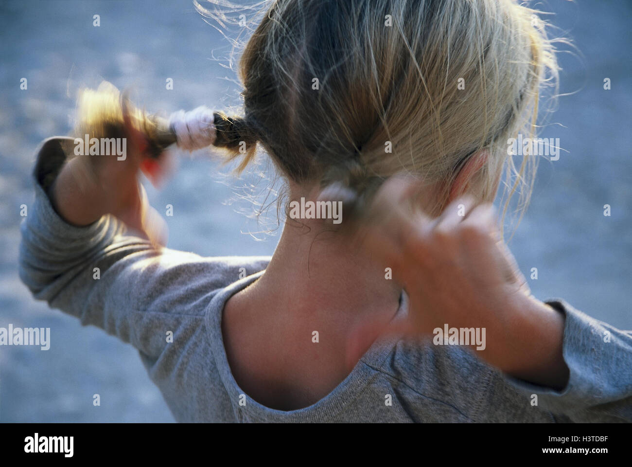 Girls, plaits, hold, back view, detail, child, hairs, blond, twisted